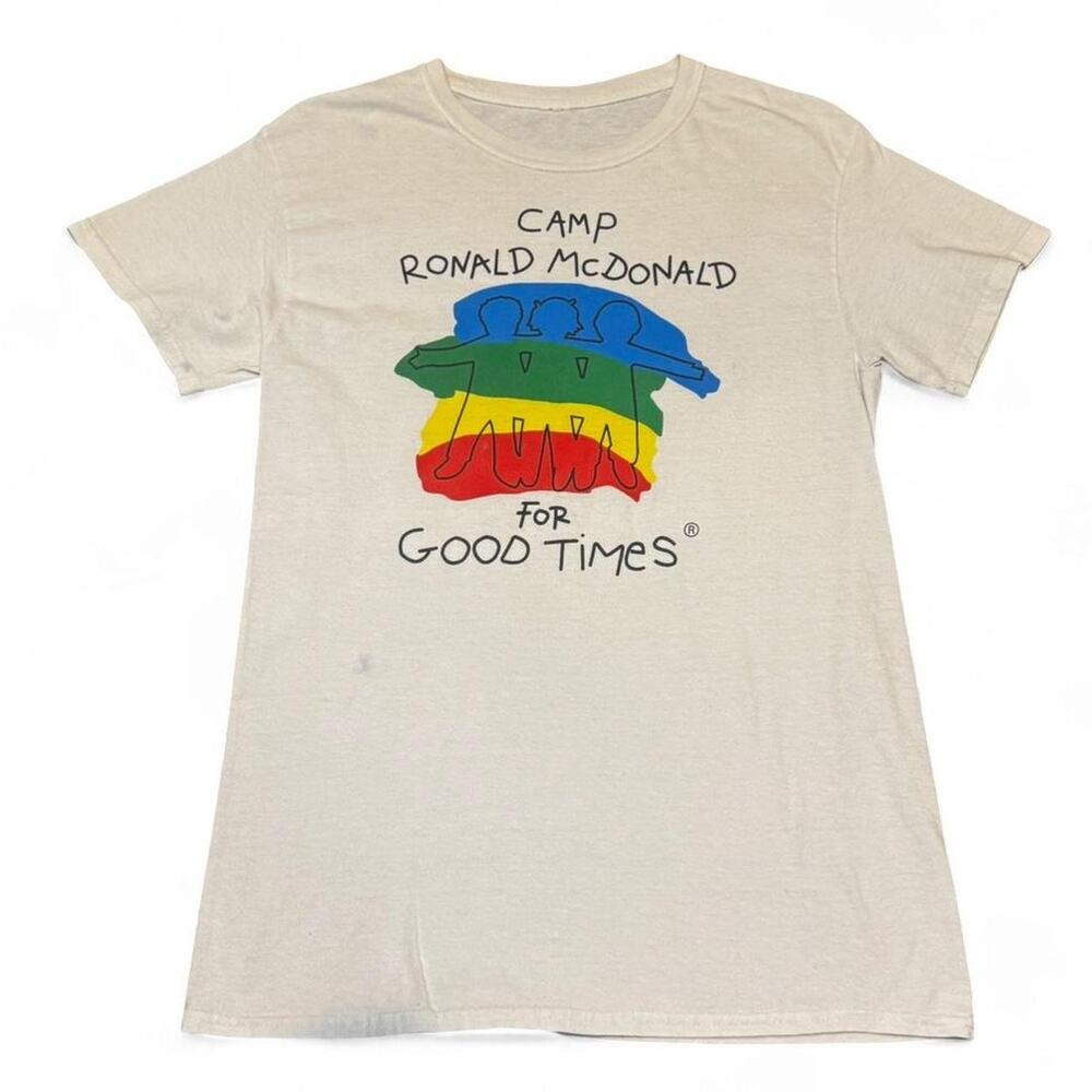 Camp Ronald McDonald VTG 90s Slim Fit Off-White Graphic T-Shirt — SMALL